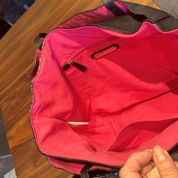 Betsey Johnson Black Tote with Pink Interior - Picture 8 of 14